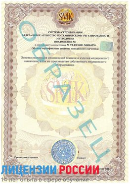 Образец сертификата соответствия (приложение) Урень Сертификат ISO 13485